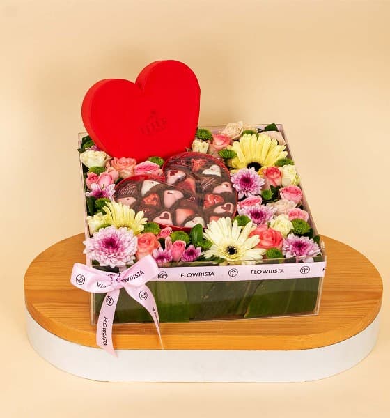 علبة فلور للشوكولاتة البلجيكية الفاخرة وصندوق زهور